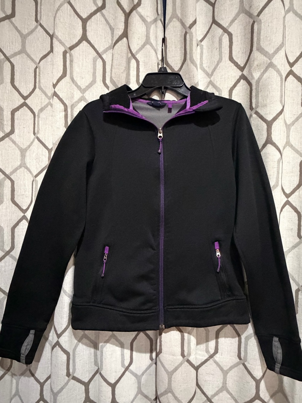Lands' End Polartec Power Stretch jacket Black Purple Polartec Jacket Size Small